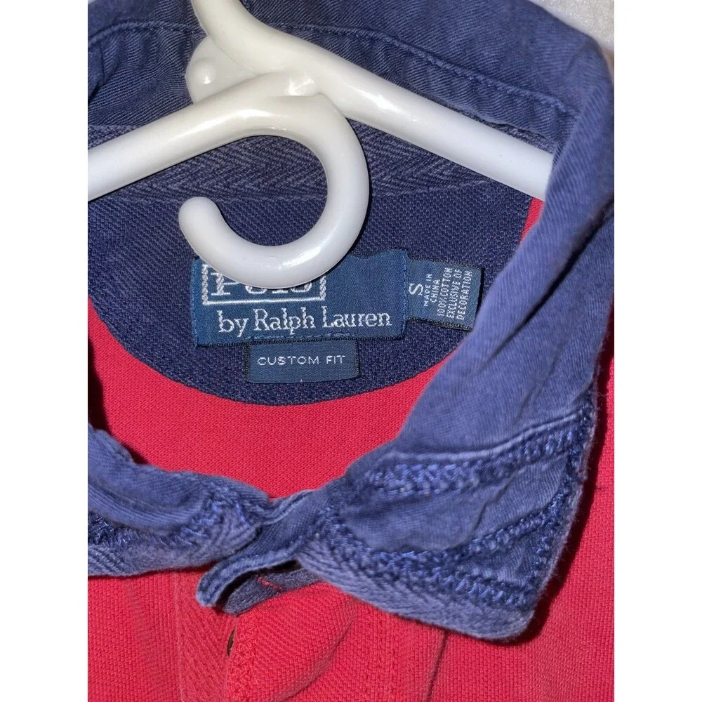 Polo Ralph Lauren Big Pony Yacht Club Patch Shirt Mens S Red Navy Custom Fit